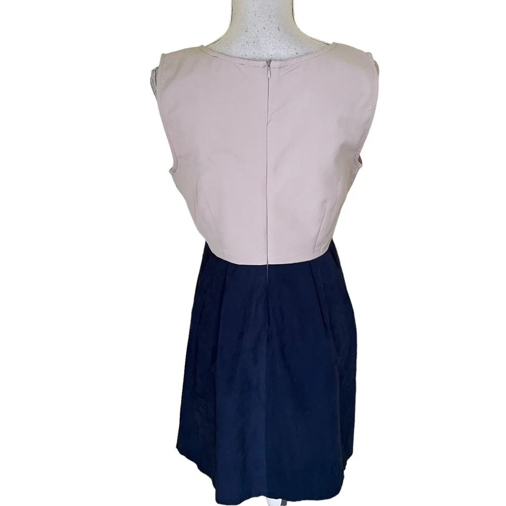 Hayden Cream/Blue Embroidered Fit and Flare Dress M